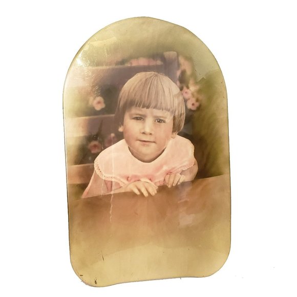 Vintage Celluloid Photograph 1920s Little Girl Bobbed Hair Pink Dress Flowers - Picture 2 of 9